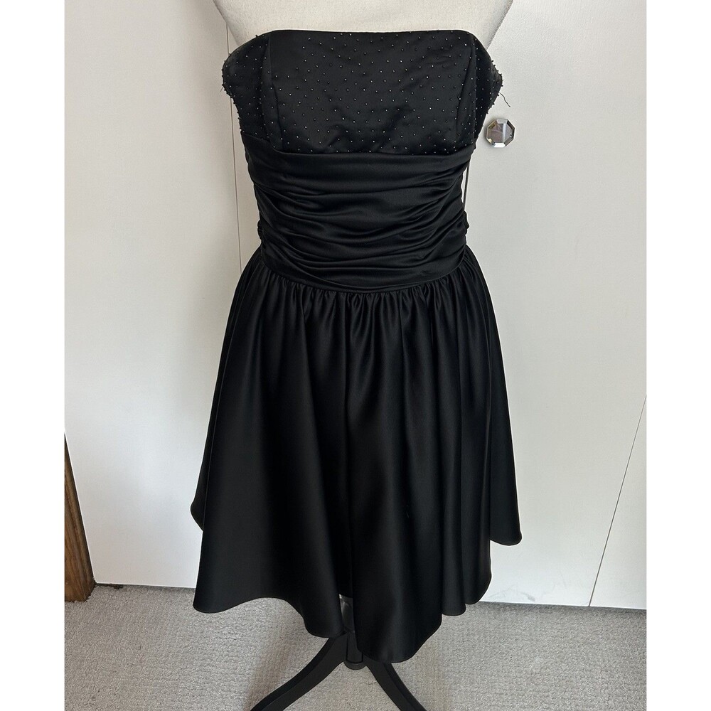 Eden Maids Black Strapless Beaded Prom Evening Cocktail Party Dress Gown Sz 6